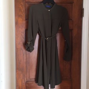 Army green button-down dress